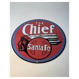 The Chief Santa Fe Railroad enameled sign