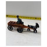 cast iron toy with a goat pulling an express wagon