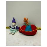 Clown doll and flying tiger beanie