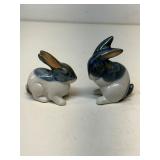 Vintage Japanese porcelain bunny figurines & wood
