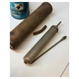 Meat injector pump with tube and body filler can