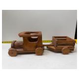 Wooden tractor and wagon set