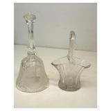 Duncan & Miller Glass basket and crystal bell
