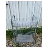 light blue, 3-tier metal utility cart