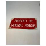 Property of general motors metal sign w adhesive
