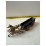 vintage cast iron horse-drawn toy wagon