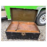 vintage military-style footlocker