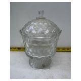 clear glass pedestal candy dish