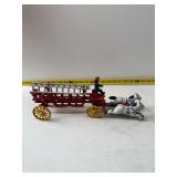 cast iron horse-drawn hook and ladder fire wagon