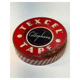 vintage Texcel Cellophane Tape metal tin