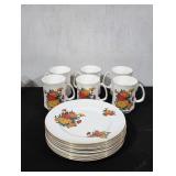 Vintage Crown Sterling Salad Plates/Mugs & Basket