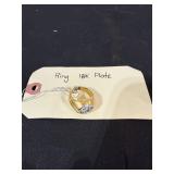 18K Plated Gold Diamond Ring, Size 6?