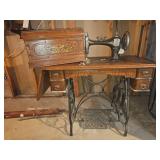 Antique 'Household' Treadle Sewing Machine & Table