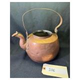 Antique Hammered Copper Tea Kettle Early American