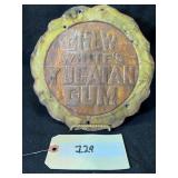 Vintage Chew White's Yucatan Gum 9' Tin Sign