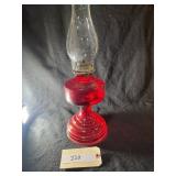 Vintage 18ï¿½ P&A Oil Lamp Ruby Red Glass Base