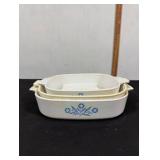 Set of three Blue Corn Flower Corning Ware