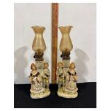Vintage Set of Porcelain Kerosene Lamps