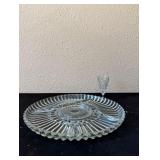 Vintage Glass Relish Tray & Water Goblet
