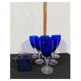 Colbalt Blue wine glasses & misc