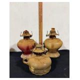 Vintage Oil or Kerosene Lamp Bases X3