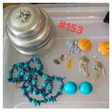 Silver Jewelry Box, Necklace & Earrings Set,...
