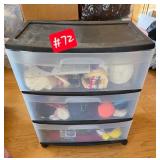 Yarn and 3 drawer plastic cart
