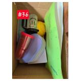 Tupperware containers, rolling mats, cups
