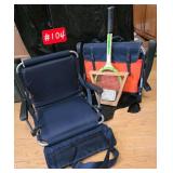 2 Stadium seats, wood tennis racket