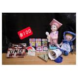 Uno card set, O'No 99 card set, 3 kids card...