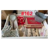 Magnifying Glass, Cedar Box, Crochet Heart,...