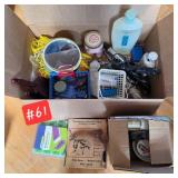 Bathroom items: Mirror, lotion, curling irons,...