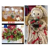 Christmas items: Mop Angel, Candle stand with...