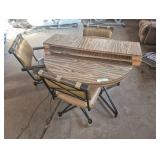Vintage Looking Table W/Two Leaves & Three Chairs