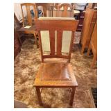 Oak Chair Brown leather seat with seat tacks ...