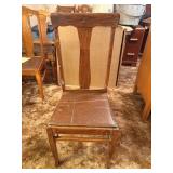 Oak Chair Dark wood, brown seat  (1)