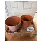 Plastic Flower Pots & X1 Glass Flower Pot