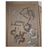 Flat of Various Small C-Clamps