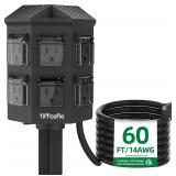 60 FT Outdoor Power Strip with Stake Waterproof