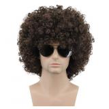 Short Curly Dark Brown Rocker Party 2 wig caps