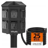 25FT Extension Cord/Stake/6 Grounded Outlets