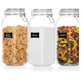 3 Pack Glass Food Storage Jars/Airtight Clamp Lids
