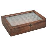 Vintage Wooden Decorative Box with Glass Lid