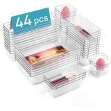 44 PCS Clear Plastic Drawer Organizers Set,4-Size