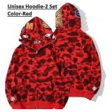 Unisex Hoodie-2 Set Red color- Size-Large