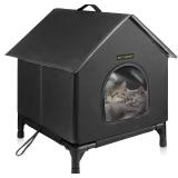 Cat House for Indoor and Outdoor(Black, Medium)