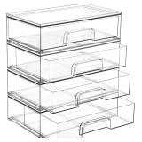 Vtopmart Clear Stackable Storage Drawers,4 Pack