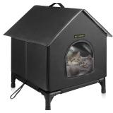 Cat House for Indoor and Outdoor (Black, Medium)