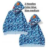 Unisex Hoodie-2 Set Blue color- Size-Medium