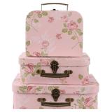 Set of 3Paperboard Suitcases Storage Box With Lids
